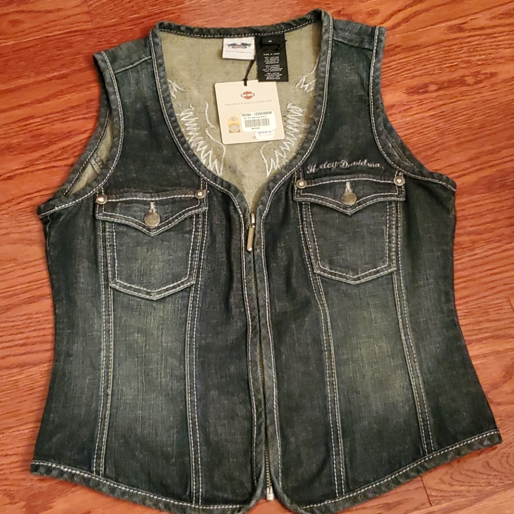 Harley Davidson Angel Wings Jean Vest